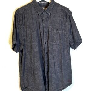 Tommy Bahama Men's Gray Short Sleeve Button‎ Up Palm Tree Print Shirt